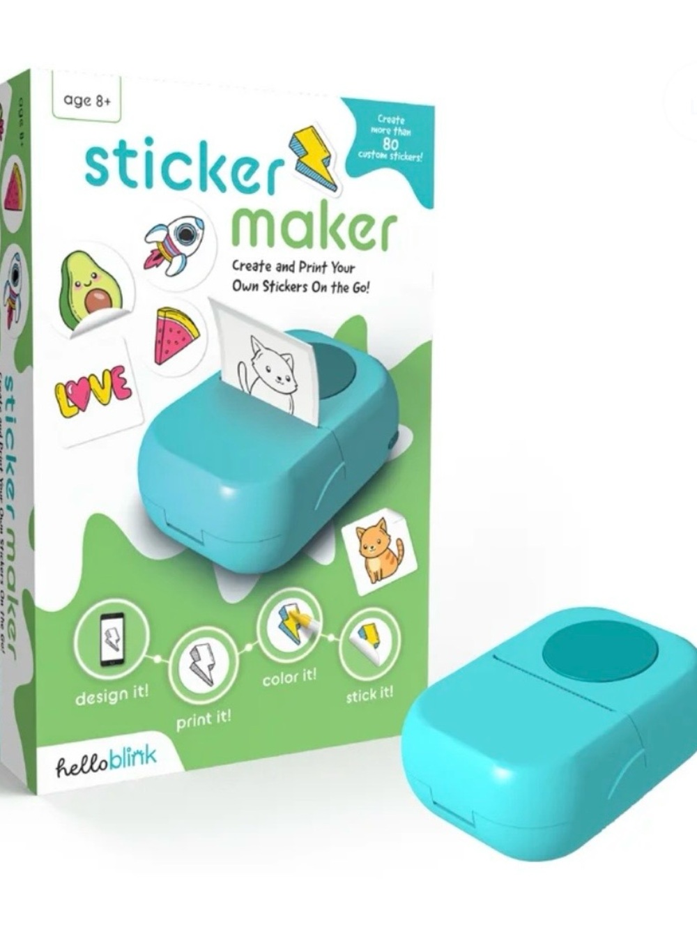 Hello Blink Sticker Maker | GREAT GIFT! 🎁 Portable Sticker Printer - Blue